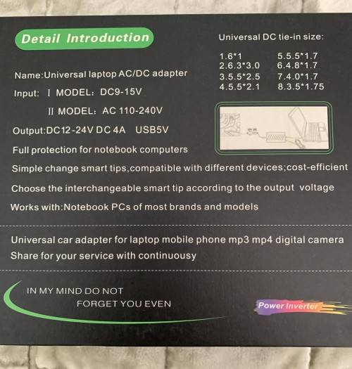 Universal Car and Home  AC/DC Adaptor for laptop