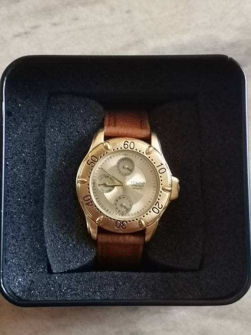 $$$BARGAIN$$$ MENS GOLD PLATED TEMPO WATCH WITH ORIGINAL BOX
