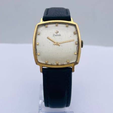 VINTAGE ART DECO MENS ZODIAC GOLD PLATED MECHANICAL WATCH IN EXCELLENT WORKING CONDITION