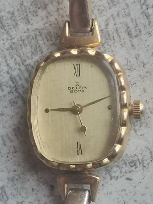 VINTAGE LADIES DELFIN EDOX GOLD PLATED QUARTZ WATCH IN EXCELLENT WORKING CONDITION