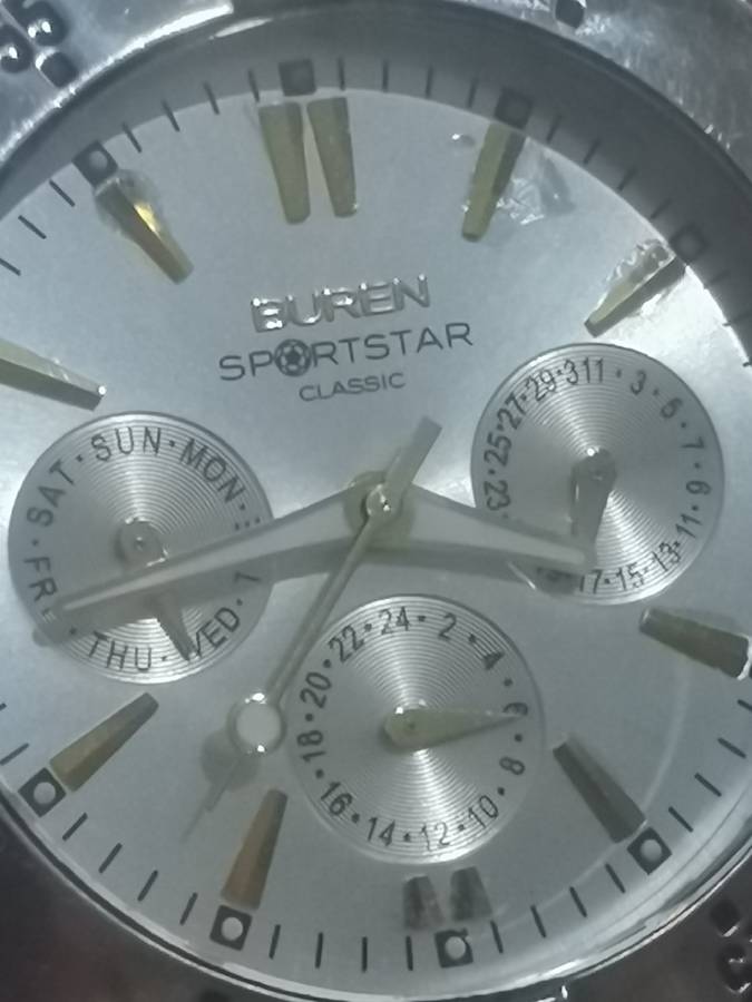 BUREN SPORTSTAR CLASSIC MENS STAINLESS STEEL WATCH IN EXCELLENT WORKING CONDITION