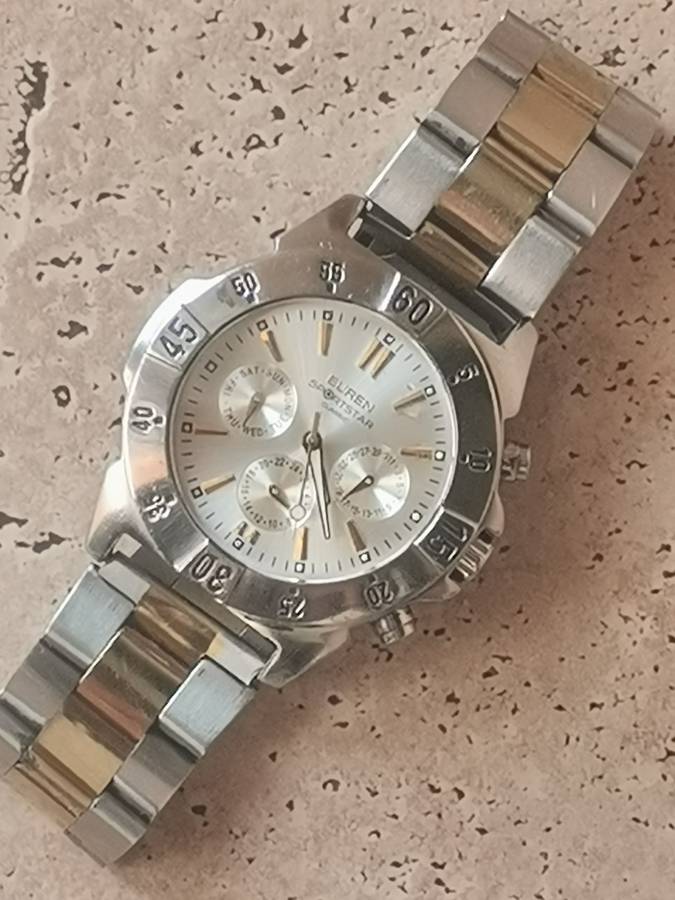 BUREN SPORTSTAR CLASSIC MENS STAINLESS STEEL WATCH IN EXCELLENT WORKING CONDITION