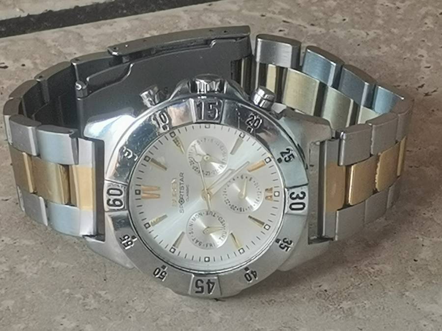 BUREN SPORTSTAR CLASSIC MENS STAINLESS STEEL WATCH IN EXCELLENT WORKING CONDITION