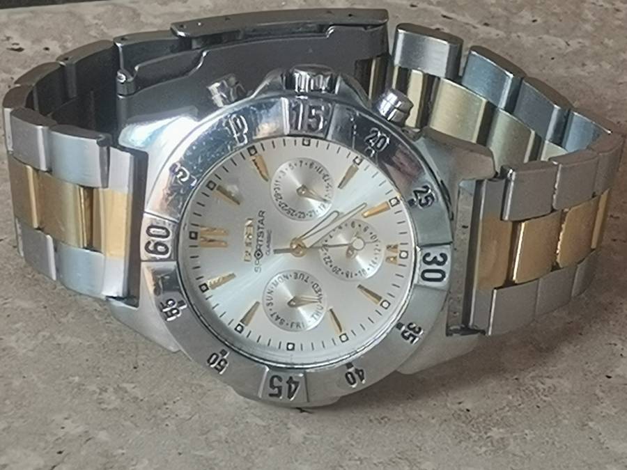 BUREN SPORTSTAR CLASSIC MENS STAINLESS STEEL WATCH IN EXCELLENT WORKING CONDITION