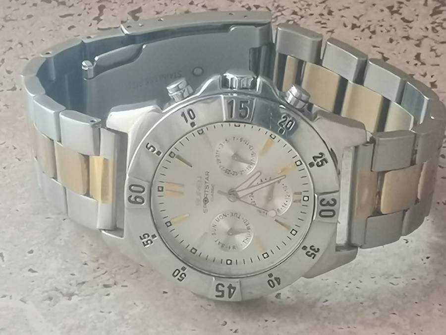 BUREN SPORTSTAR CLASSIC MENS STAINLESS STEEL WATCH IN EXCELLENT WORKING CONDITION