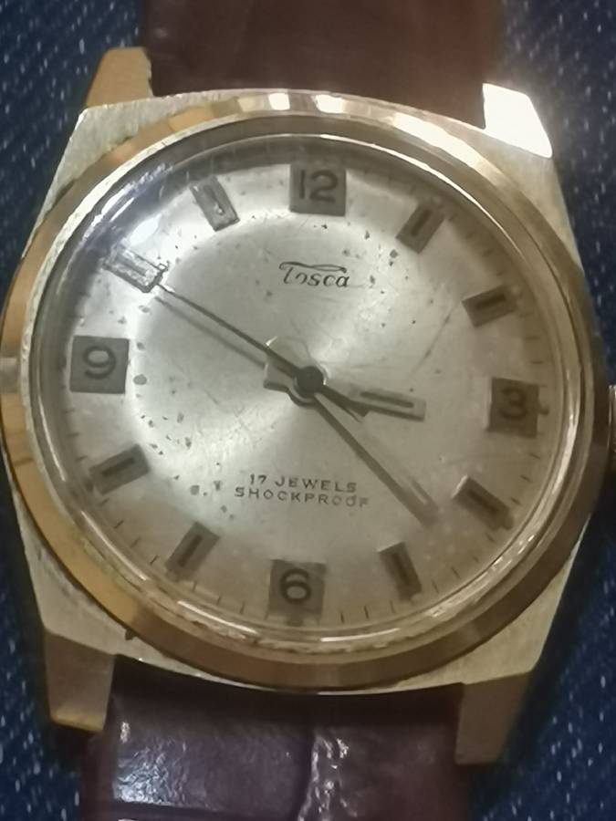VINTAGE MENS TOSCA 17 JEWELS GOLD PLATED MECHANICAL WATCH IN EXCELLENT WORKING CONDITION