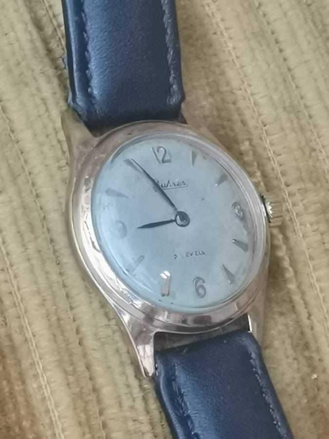 VINTAGE MID-CENTURY BUHRER 21 JEWELS MENS  20 MICRON GOLD SWISS WATCH