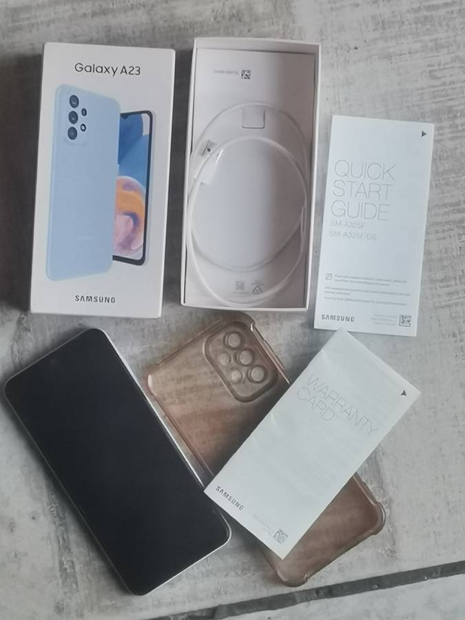 SAMSUNG GALAXY A23 DUAL SIM CELLPHONE WITH BOX AND ACCESSORIES