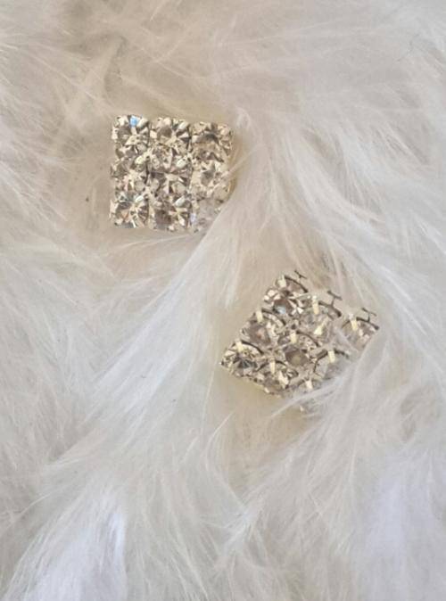 Set of Square Crystal Earrings