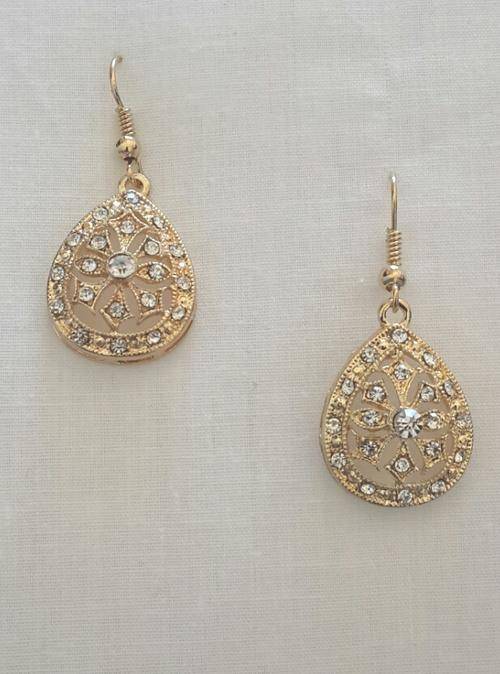 Set of Crystal Earrings - Pear Shape Gold Drops