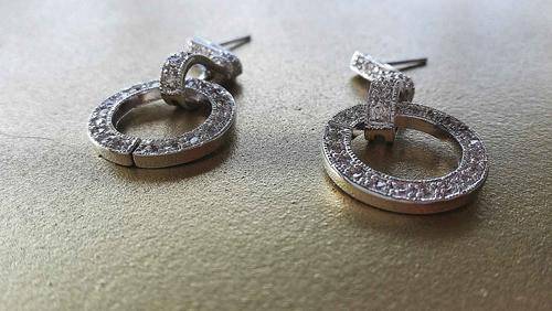 Set of Earrings Diamante Ring