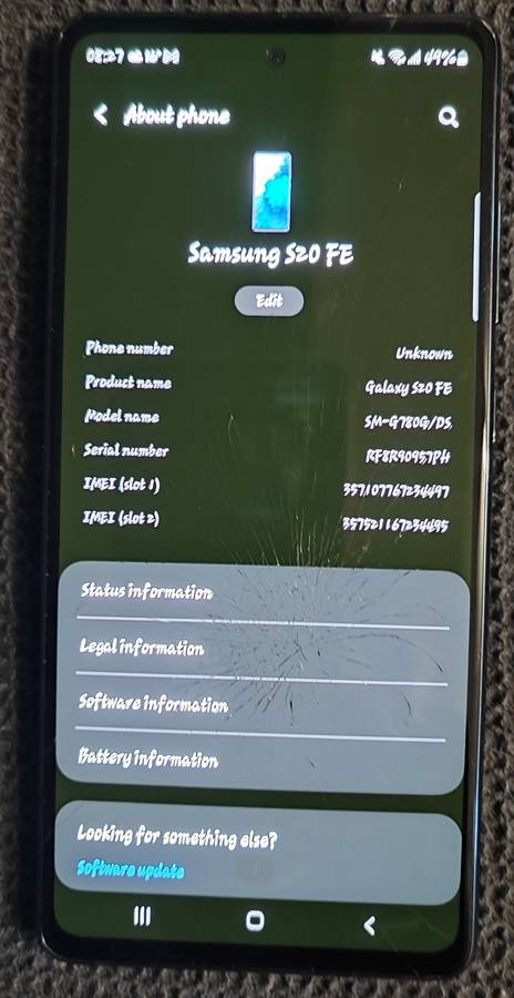 Samsung Galaxy S20 FE 2020 - 128GB 6GB RAM - Dual SIM - Cloud Navy - Read Description