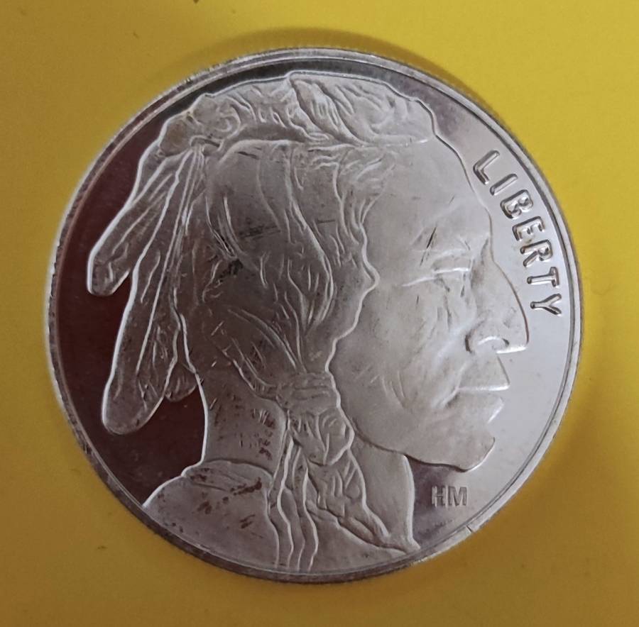 1 troy ounce 999 Silver round - Silver Buffalo - Indian Head