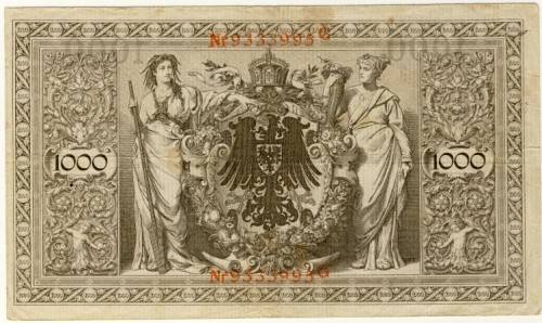 Germany - 1000 Mark, 1910, One ThousandMark, p44 b