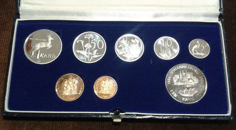 1986 Short Proof Set, w/ Silver One Rand Coin, South Africa