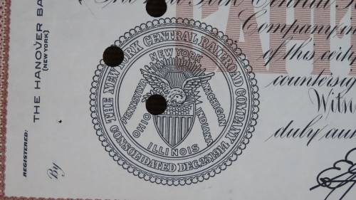 New York Central Railroad Company, Stock Certificate, 1955, 25 Shares