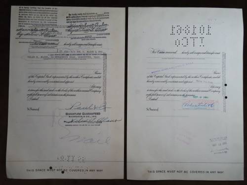 2 x Pennsylvania Railroad Company, Stock Certificates, 1961 + 1965