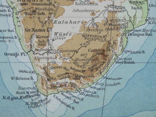 1905 Physical Map of Africa, Excellent condition, Original German Mayer Map