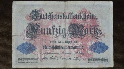 Germany - 50 Mark, 1914, p49b , 7 Digit Serial Number