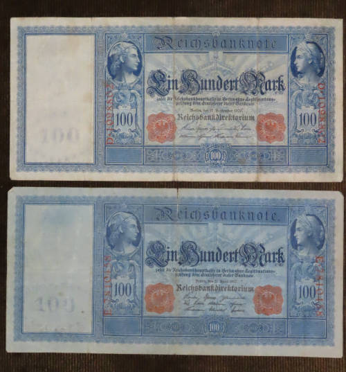 Germany - 2 x 100 Mark Banknote Set 1909 and 1910 Issues