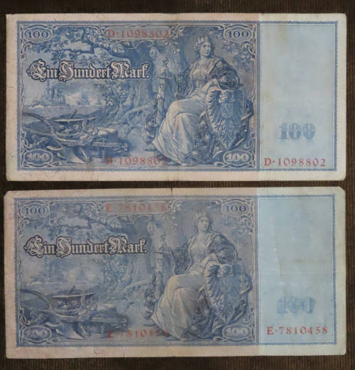 Germany - 2 x 100 Mark Banknote Set 1909 and 1910 Issues