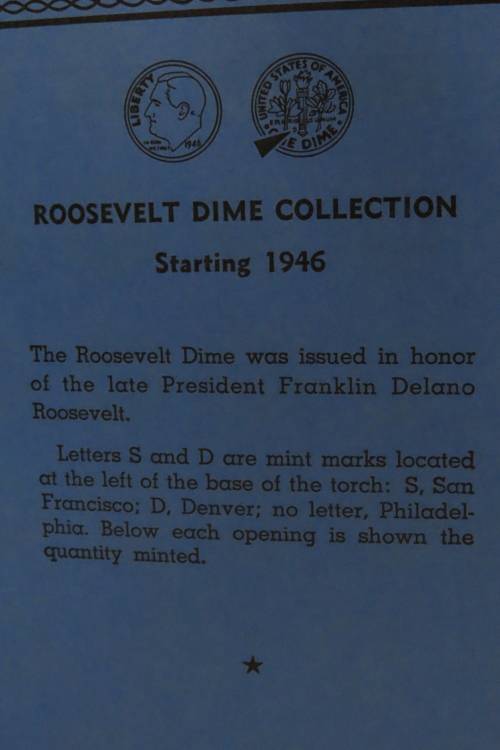 Collector`s Folder for Roosevelt Dime Collection Starting 1946 to 1978