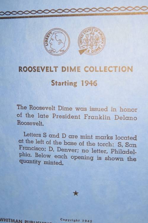 Collector`s Folder for Roosevelt Dime Collection Starting 1946 to 1978