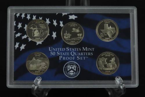 USA , 2004 Complete Statehood Quarters Proof set, 5 coin Set