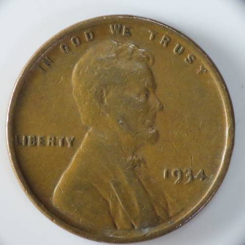 USA , 1934 Lincoln Cent, Wheat Penny , Philadelphia Mint