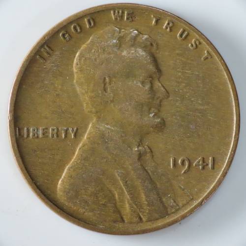 USA , 1941 Lincoln Cent, Wheat Penny , Philadelphia Mint