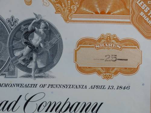 Set of Two Pennsylvania Railroad Company, Stock Certificates, 1952 to 1961