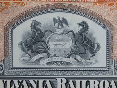 Set of Two Pennsylvania Railroad Company, Stock Certificates, 1952 to 1961