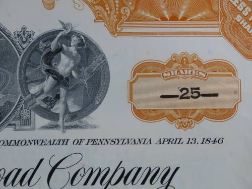 Set of Two Pennsylvania Railroad Company, Stock Certificates, 1952 to 1961