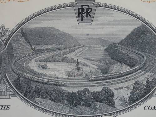 Set of Two Pennsylvania Railroad Company, Stock Certificates, 1952 to 1958