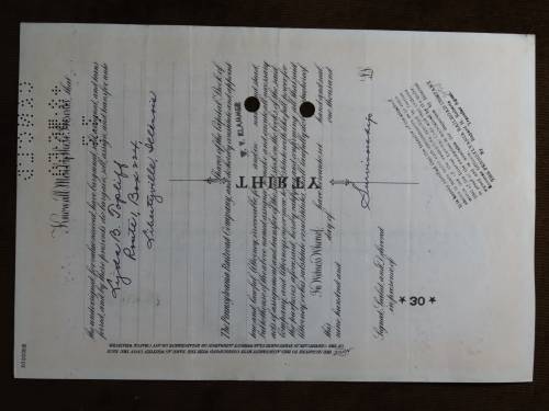 Pennsylvania Railroad Company, Stock Certificate, 1952 , 30 Shares
