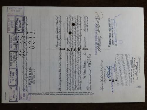 Pennsylvania Railroad Company, Stock Certificate, 1952 , 5 Shares