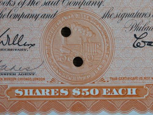 Pennsylvania Railroad Company, Stock Certificate, 1952 , 5 Shares