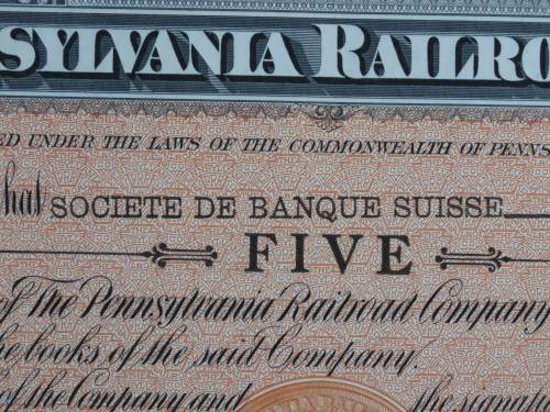 Pennsylvania Railroad Company, Stock Certificate, 1952 , 5 Shares