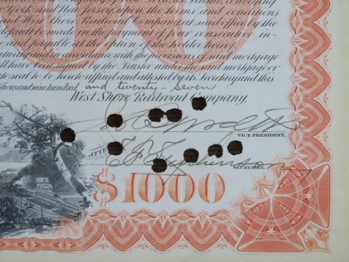 1927 West Shore Railroad Company, $1000 Bond Certificate M48871