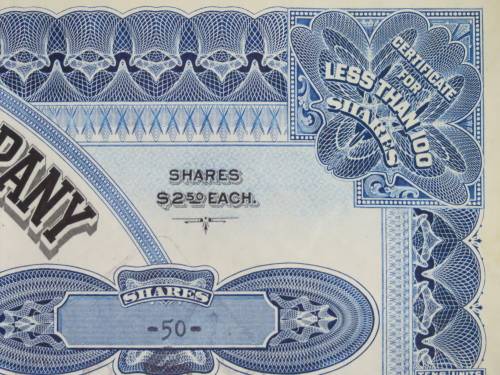 1929 North Butte Mining Company, Stock Certificate, 50 Shares , F10210