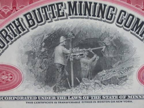 1936 North Butte Mining Company, Stock Certificate, 100 Shares , C24100