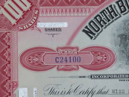 1936 North Butte Mining Company, Stock Certificate, 100 Shares , C24100