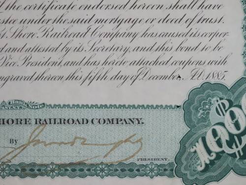 1885 West Shore Railroad Company, $1000 Bond Certificate With  Coupons 36670