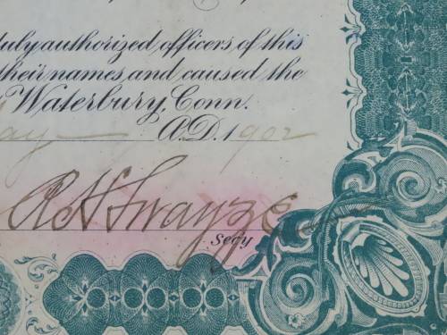 1901 Plume And Atwood Manufacturing Company, Stock Certificate, 100 Shares , 224