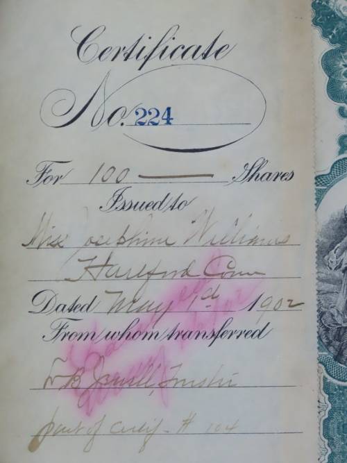 1901 Plume And Atwood Manufacturing Company, Stock Certificate, 100 Shares , 224