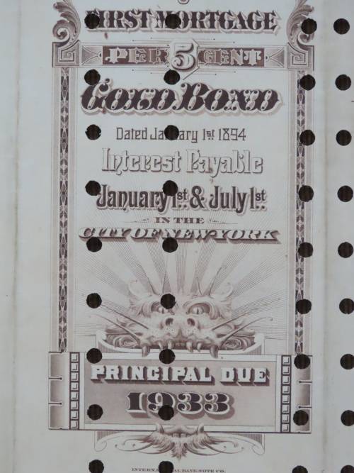 1894 Kansas City Northwestern Railroad Company Bond, $500 Gold Bond, 4425