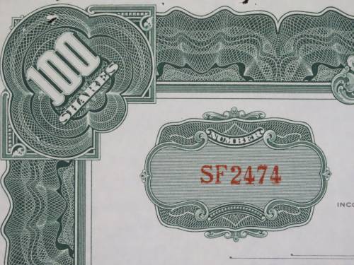 1948 Doernbecher Manufacturing Company , Stock Certificate, 100 Shares, SF2474