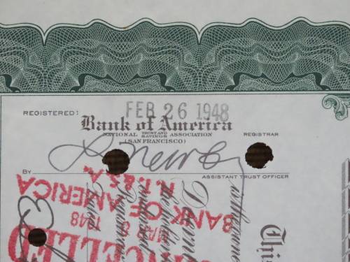 1948 Doernbecher Manufacturing Company , Stock Certificate, 100 Shares, SF2474