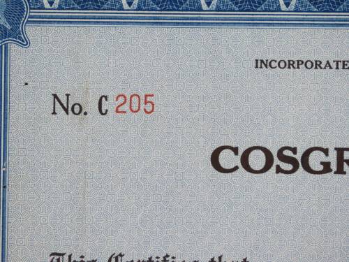 1948 Cosgrove Coal Company, Stock Certificate, 16 Shares, 205