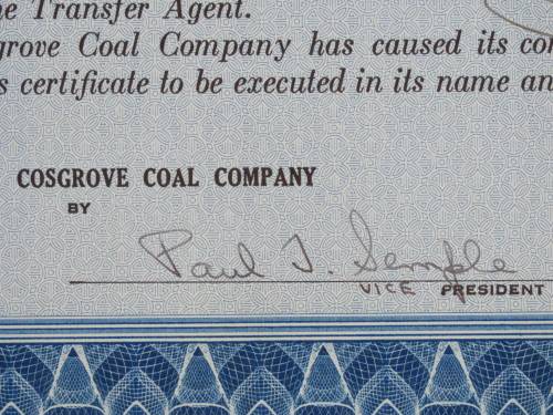 1948 Cosgrove Coal Company, Stock Certificate, 16 Shares, 205
